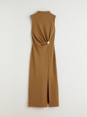 Lc Waikiki Yeni Sezon Dik Yaka Yırtmaçlı Büzgülü Elbise