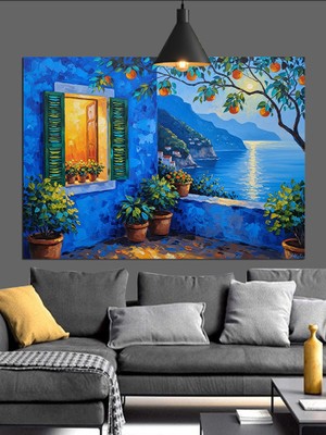 Artmeg Denize Karşı Dolunay Manzarası Dekoratif Kanvas - Mdf Ahşap Tablo