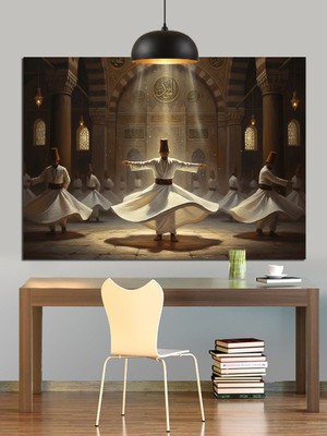 Tablo Mega Semazenler Dekoratif Kanvas - Mdf Ahşap Tablo