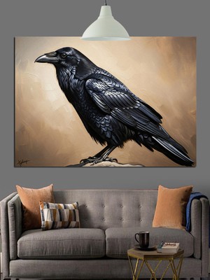 Karizma Tablo Karga Kuş Siyah Hayvan Dekoratif Kanvas - Mdf Ahşap Tablo