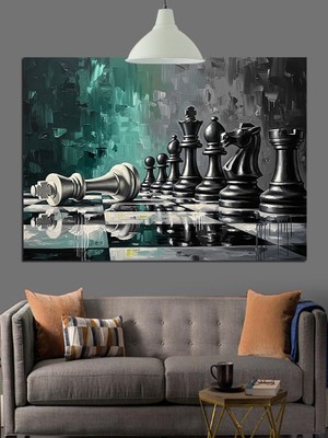 Artmeg Satranç Tahtasında Şah Kaybetti Dekoratif Kanvas - Mdf Ahşap Tablo