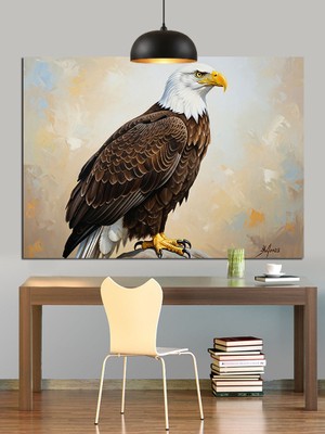 Tablo Mega Uyanık, Güçlü Kartal Portresi Dekoratif Kanvas - Mdf Ahşap Tablo