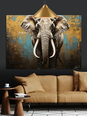 Tablo Mega Fil Portresi Soyut Sanat Dekoratif Kanvas - Mdf Ahşap Tablo