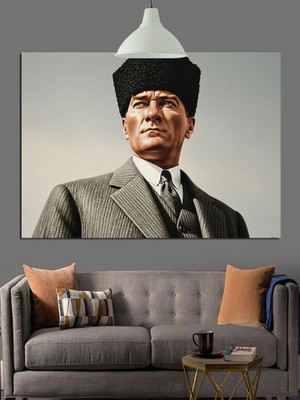 Artmeg Mustafa Kemal Atatürk Portresi Dekoratif Kanvas - Mdf Ahşap Tablo