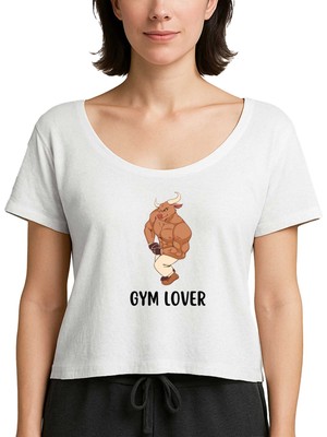 Zepplin Giyim Gym Love Boğa Beyaz Kadın Tişört