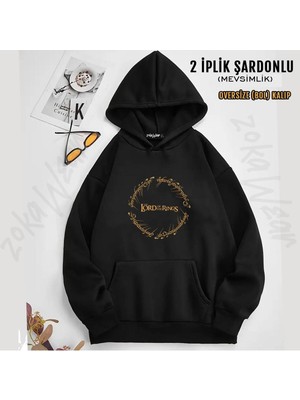 Yüzüklerin Efendisi 2 Baskılı Kapüşonlu Sweatshirt (2 Iplik)