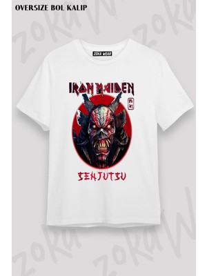 Unisex Oversize Kalıp Iron Maiden 4 Tasarım Baskılı Tshirt