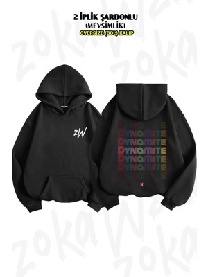 Oversize Bts, Dynamite Sırt Baskılı Kapüşonlu Sweatshirt (2 Iplik)