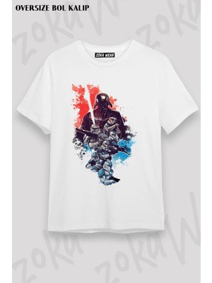 Unisex Oversize Kalıp Star Wars Karakterleri Tasarım Baskılı Tshirt
