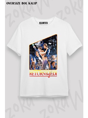 Unisex Oversize Kalıp Star Wars Episode Vı Tasarım Baskılı Tshirt