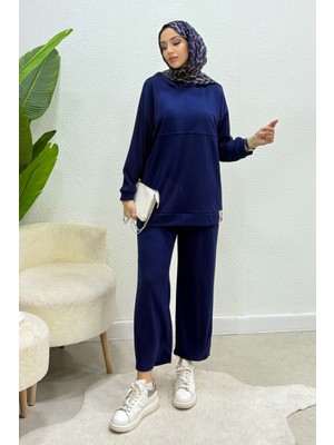 Tesettür Diyarı Modal Kumaş Kapüşonlu Mares Tesettür Takım- Lacivert