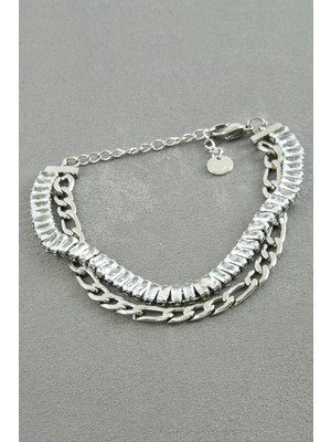 Bijuteri Net Baget Taşlı Lüks Çelik Bileklik