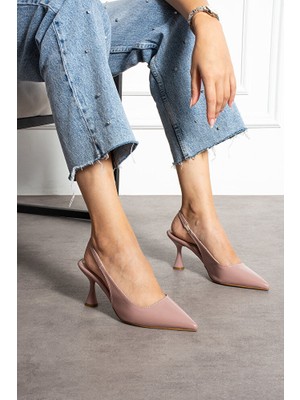 Güllü Shoes Pudra Rugan Sivri Burun Ince Topuklu Açık Yan Bantlı Stiletto | Abiye ve Özel Gün Şıklığı Için