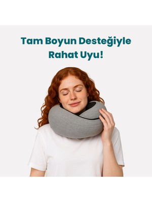 Tam Boyun Destekli Seyahat Yastığı Spiral Katlanabilir Hafızalı Köpüklü Visco Yıkanabilir Kılıf
