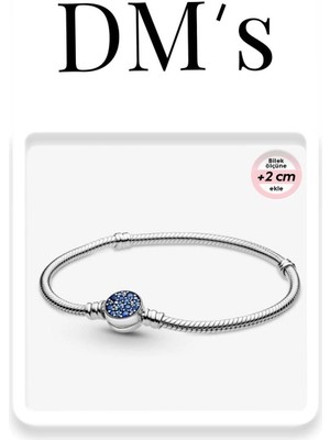 DMs Silver Mavi Disk Gümüş Bileklik