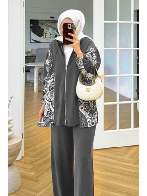 İlkimay.com Desenli Oysho Ikili Takım 1653 - Antrasit