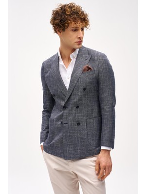 İGS Erkek Lacivert Slim Fit / Dar Kalıp Geniş Kırlangıç Ceket