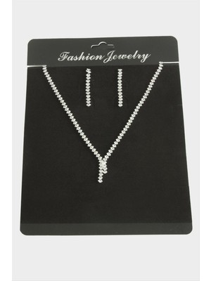 Tamtur Zirkon Taşlı Lüks Set Kolye 4 mm