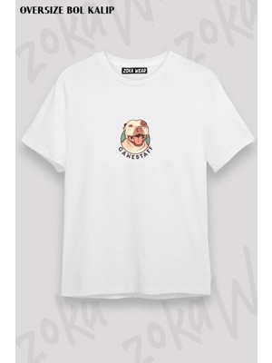 Unisex Oversize Kalıp Köpek Oyuncu Tasarım Baskılı Tshirt