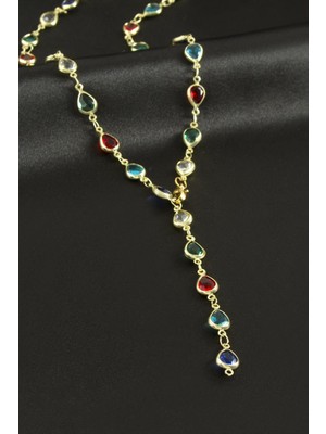 Bijuteri Net Damla Zirkon Taşlı Çelik Y Kolye