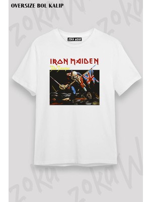 Unisex Oversize Kalıp Trooper Iron Maiden Tasarım Baskılı Tshirt