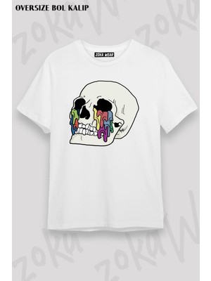 Unisex Oversize Kalıp Kuru Kafa Tasarım Baskılı Tshirt