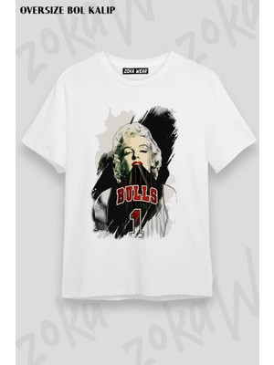 Unisex Oversize Kalıp Chicago Bulls V2 Özel Tasarım Baskılı Tshirt