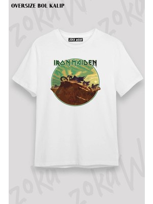 Unisex Oversize Kalıp Iron Maiden Tasarım Baskılı Tshirt