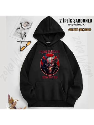 Unisex Iron Maiden 4 Baskılı Kapşonlu Sweatshirt (2 Iplik)