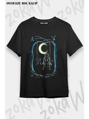 Unisex Oversize Kalıp Sailor Moon 3 Tasarım Baskılı Tshirt