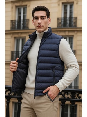 Comstar Erkek Kışlık Cepli Trend Fermuarlı Füme Şişme Yelek