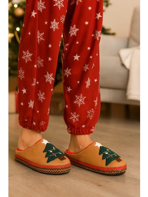 ModaOnn Kadın Yılbaşı Temalı Şerit Detaylı  Ev Terliği