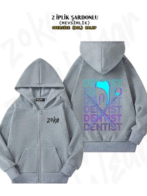 Unisex Diş Hekimi Dentist Baskılı Oversize Sırt Baskılı Fermuarlı Kapşonlu Hırka