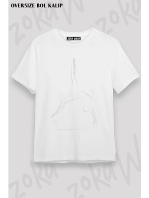 Unisex Oversize Kalıp Pilates V2 Tasarım Baskılı Tshirt