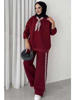 İlkimay.com Fularlı Üç Iplik Ikili Takım 1654 - Bordo