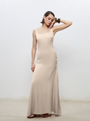 Lc Waikiki Yeni Sezon Kare Yaka Saten Abiye Elbise