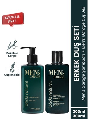 Bade Natural Men's Garage Besleyici ve Güçlendirici Biberiye Şampuan ve Duş Jeli