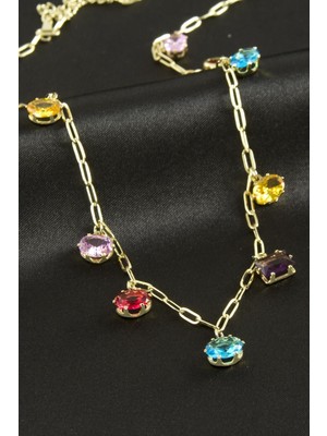 Bijuteri Net Zirkon Taşlı Lüks Çelik Kolye