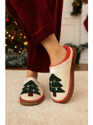 ModaOnn Kadın Yılbaşı Temalı Şerit Detaylı  Ev Terliği