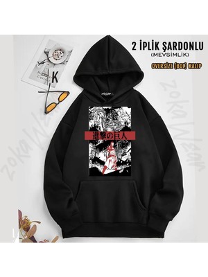 Attack On Titan Titanlar Baskılı Kapüşonlu Sweatshirt (2 Iplik)