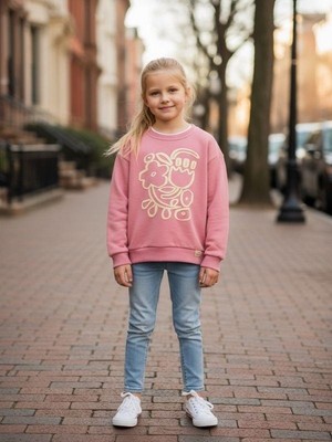 Zekids Kız Çocuk Pamuklu Çiçek Desenli Sweatshirt