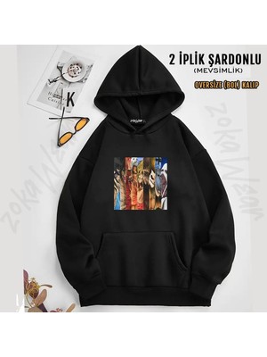 Unisex Attack On Titan Titanlar Anime Baskılı Kapşonlu Sweatshirt (2 Iplik)