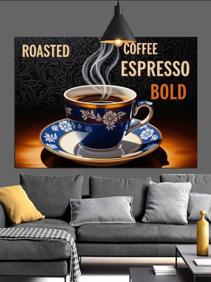 Tablo Mega Kahve Fincanı Kavrulmuş Çekirdek Dekoratif Kanvas - Mdf Ahşap Tablo