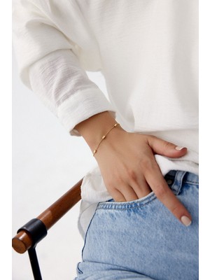 Yavuz Kuyumculuk 14 Ayar Altın Dikdörtgen Altın Zincir Bileklik