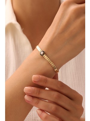 Yavuz Kuyumculuk 14 Ayar Altın Külçe Sekizgen Mineli Baget Bileklik