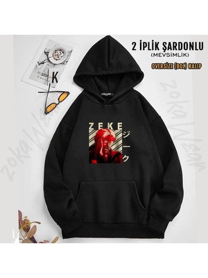 Unisex Attack On Titan Zeke Yeager Baskılı Kapşonlu Sweatshirt (2 Iplik)