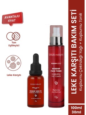 Bade Natural Kuşburnu Aydınlatıcı ve Leke Karşıtı Tonik ve Kuşburnu Çekirdeği Yağı %100 Doğal ve Saf