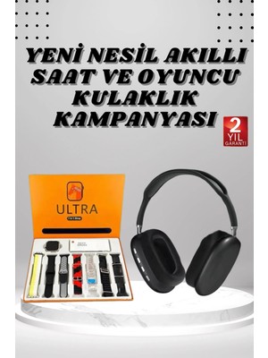 Ceylan Adam Kulak Üstü Kulaklık Pro9 ve Yeni Nesil Akıllı Saat Android ve Ios Uyumlu Anc Özelliği