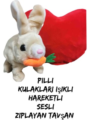 Kids Zıplayan Kulakları Işıklı Oyuncak Tavşan