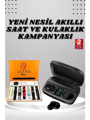 Ceylan Adam Yeni Nesil Akıllı Saat ve Bluetooth Kulaklık Kampanyası Dokunmatik Kare 7 Kordonlu
